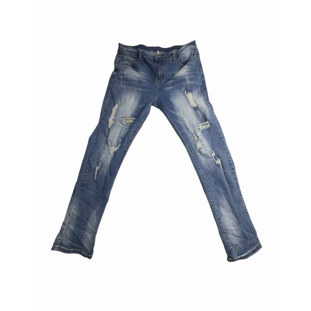 Amita‎ Men's Distressed Slim Jeans Blue Size 34x30